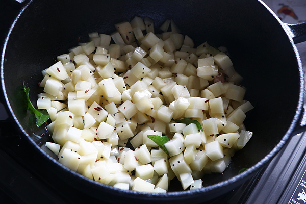 potatoes are being sauteed
