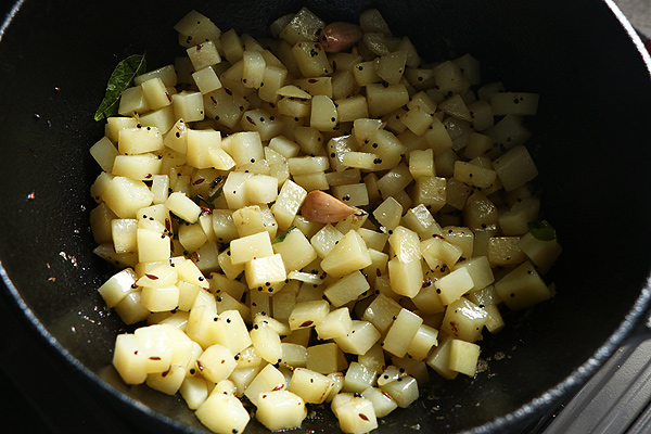 potatoes are sauteed until golden