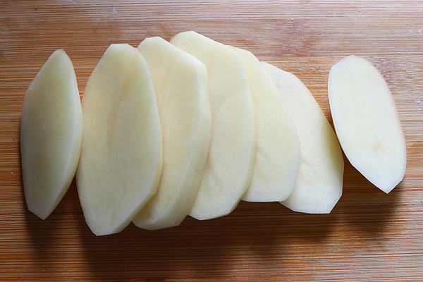 thick potato slices