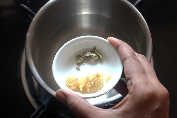 masala chai add crushed ginger and cardamom