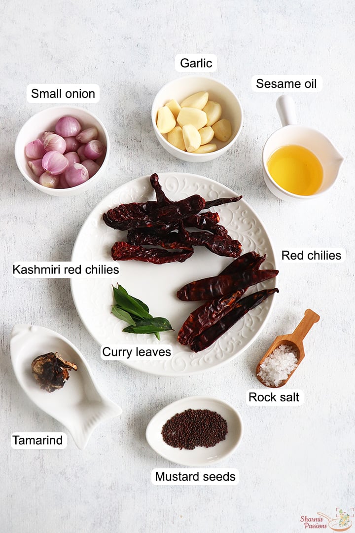 ingredients needed. to make milagai chutney