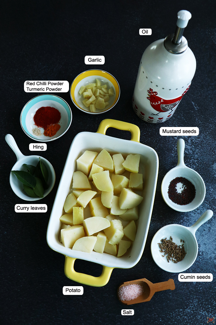 a display of ingredients for making potato roast