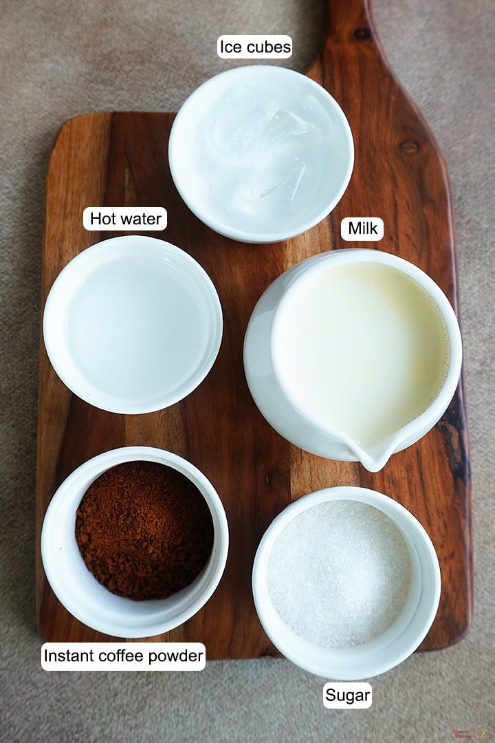 ingredients needed to make dalgona coffee