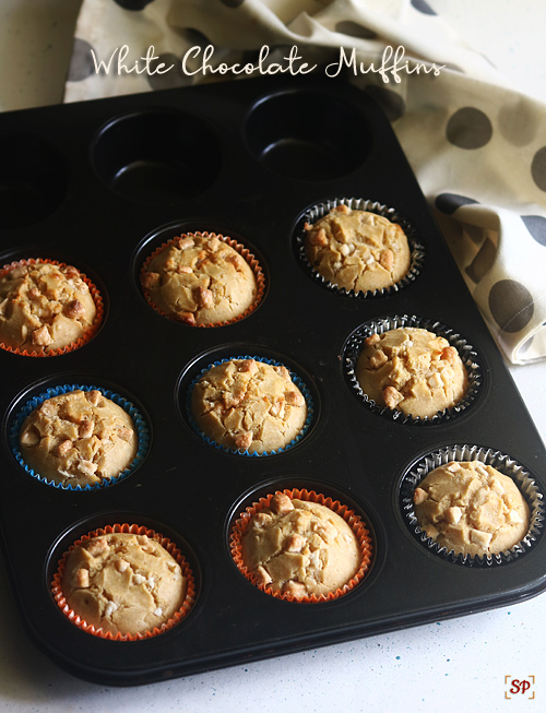 White chocolate muffins recipe - Sharmis Passions