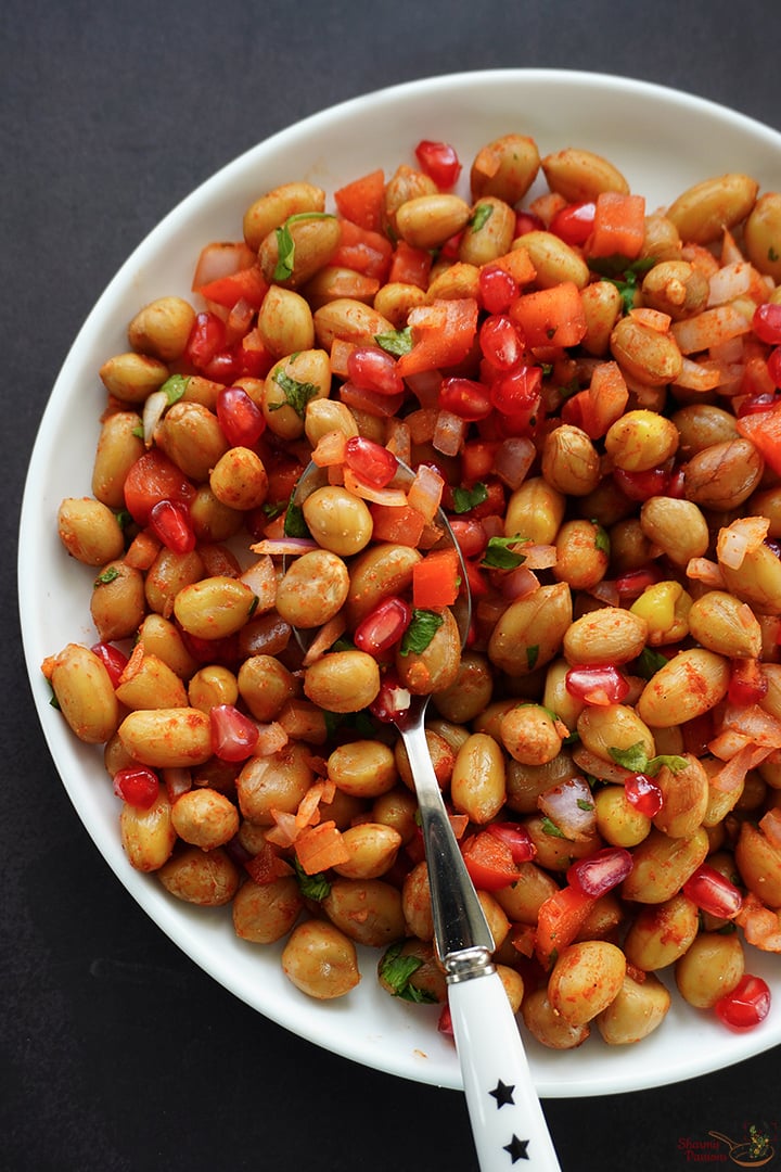 peanut chaat served in a white plate