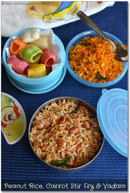 peanut rice with carrot stir fry and vadam