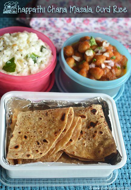 Chapathi, Channa Masala and Curd Rice