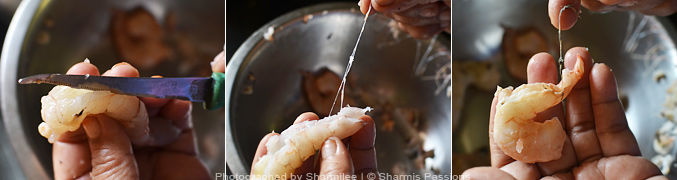 How to devein and clean prawns Step2