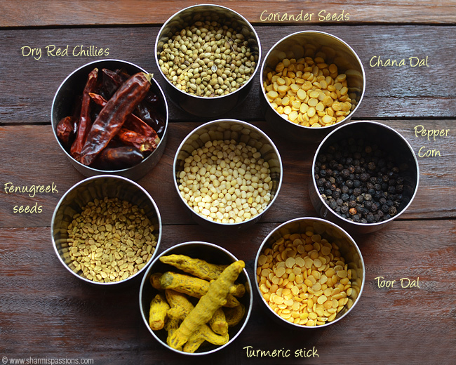 Iyengar Style Sambar Powder Ingredients