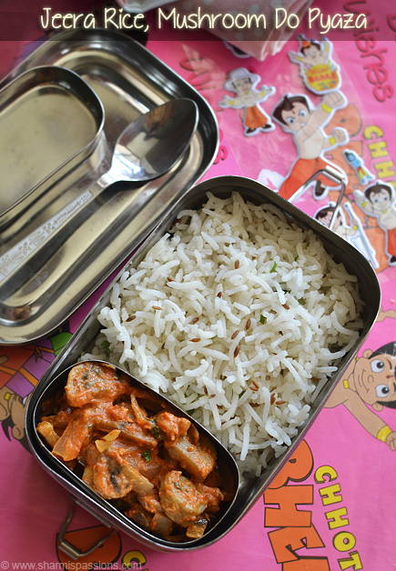 jeera rice with mushroom do pyaza