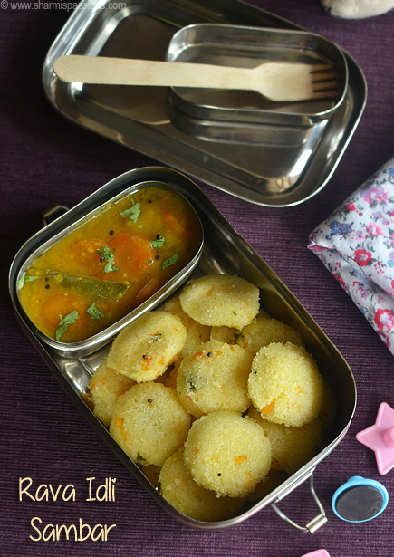 mini rava  idli with tiffin sambar