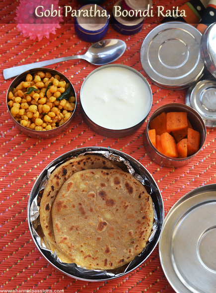 gobi paratha with boondi raita