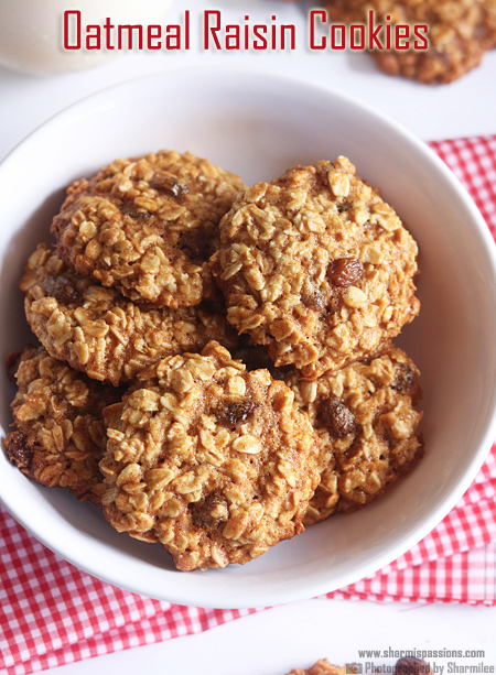 Eggless Oatmeal Raisin Cookies Recipe