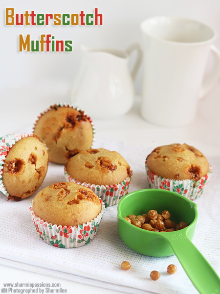Eggless Butterscotch Muffins Recipe