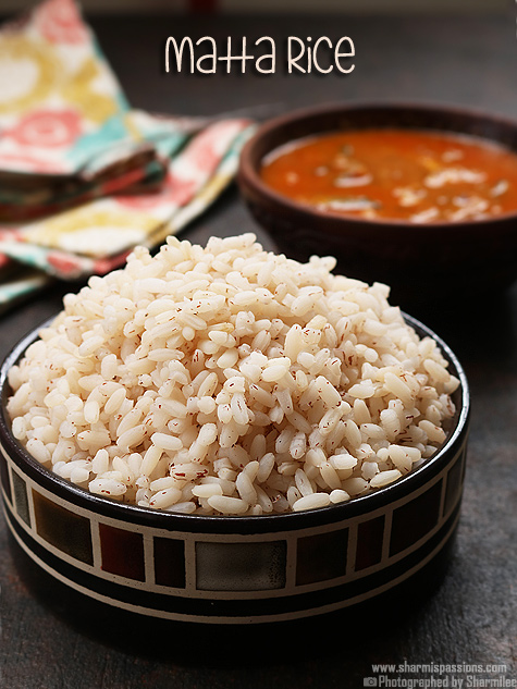 kerala matta rice served in a brown bowl