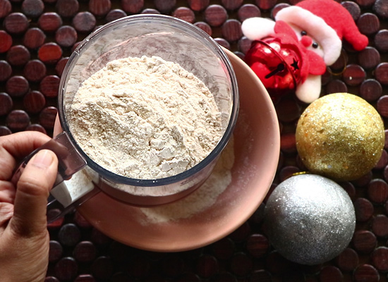 eggless fruit cake muffins recipe - sieve flour