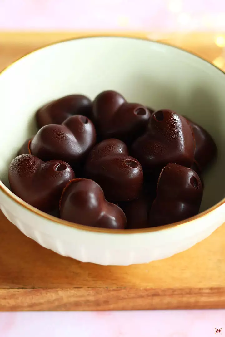 homemade chocolate placed in a beige color bowl