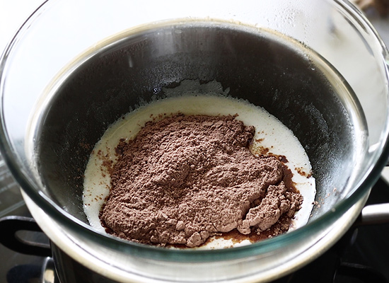 homemade chocolate add dry mixture