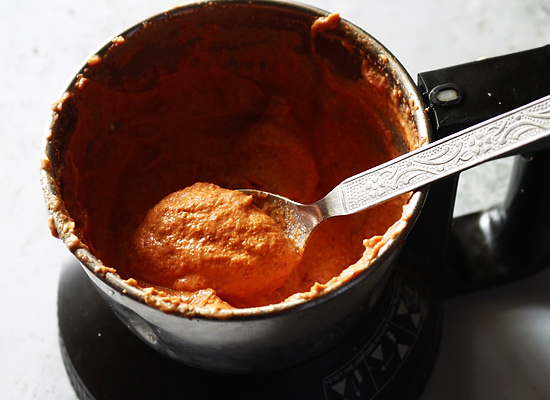 Tomato peanut chutney recipe add water and grind