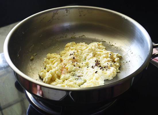 Scrambled eggs recipe add salt and pepper