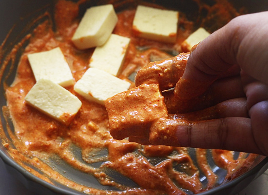 coat each paneer with the masala