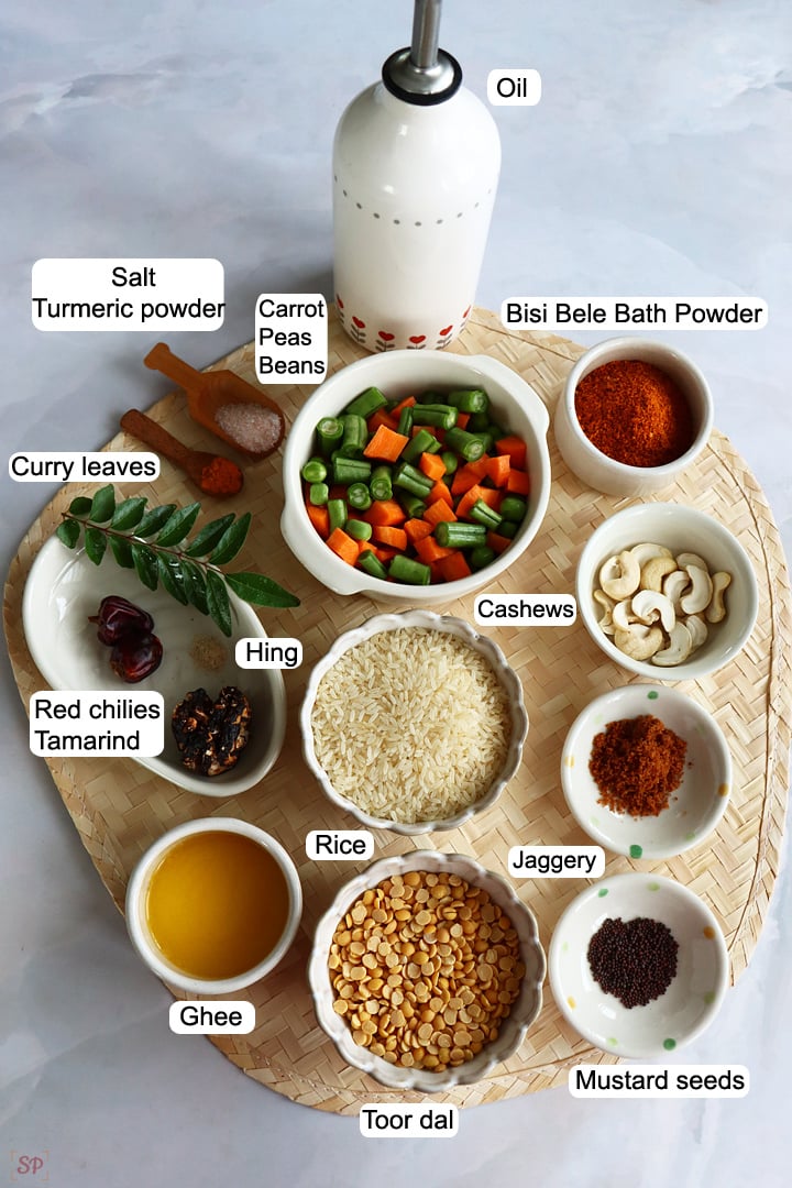 ingredients needed to make bisi bele bath