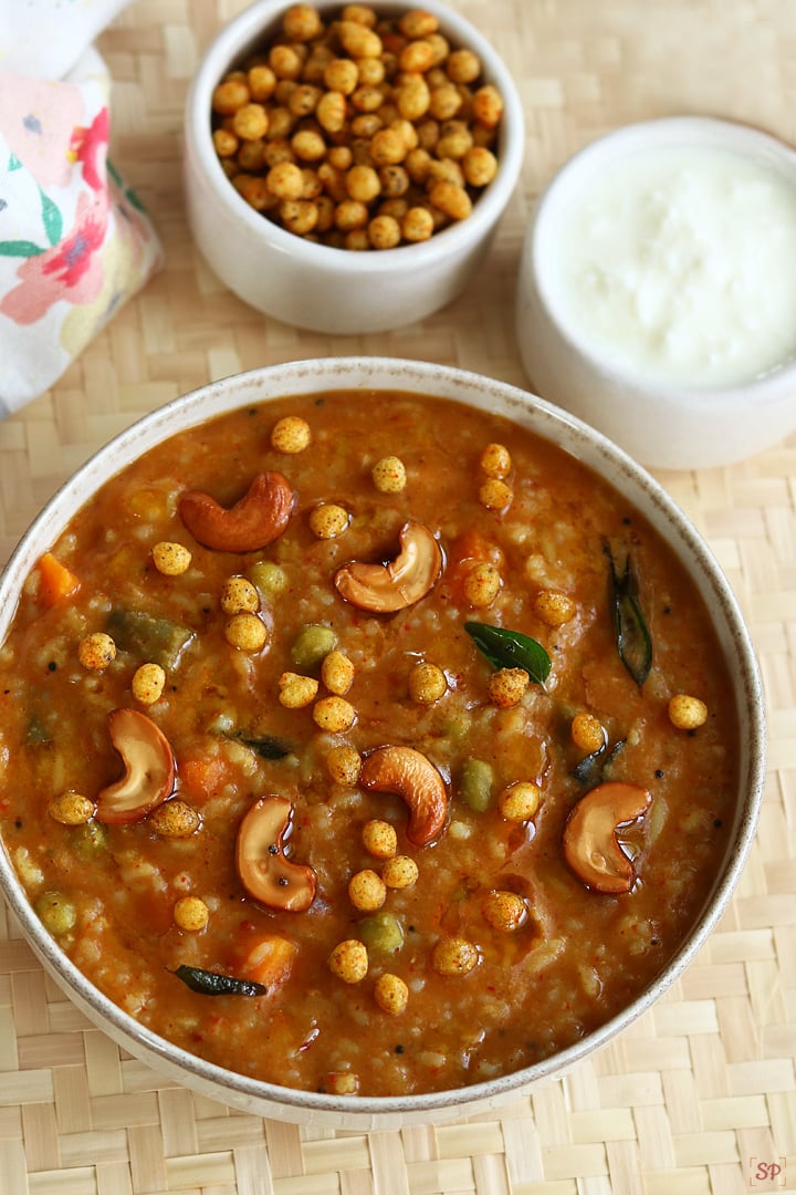 bisi bele bath served with boondi