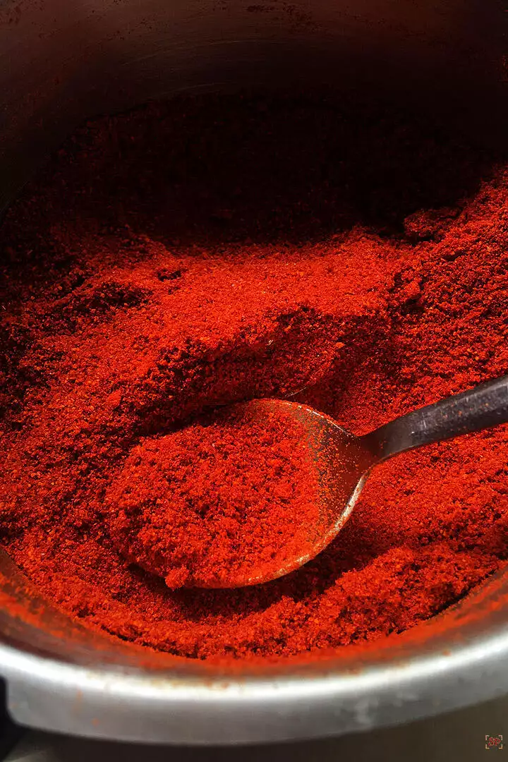 red chilli powder grinded in mixer