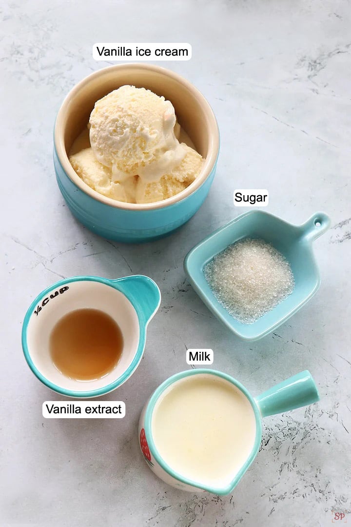 ingredients needed to make vanilla milkshake