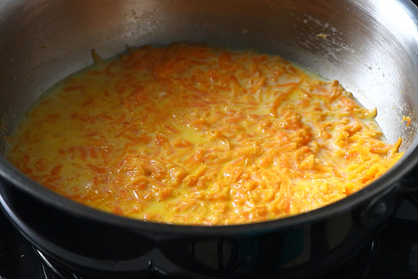 carrots being cooked in milk