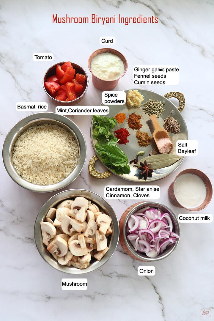 mushroom biryani ingredients