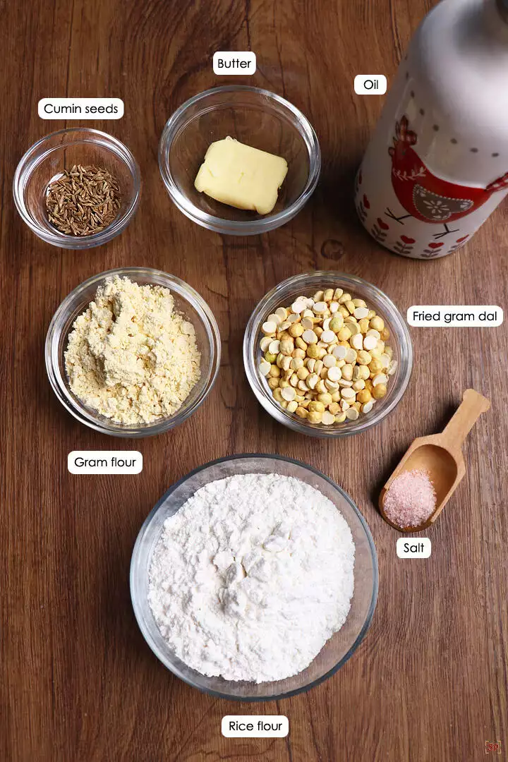 a display of ingredients needed to make butter murukku