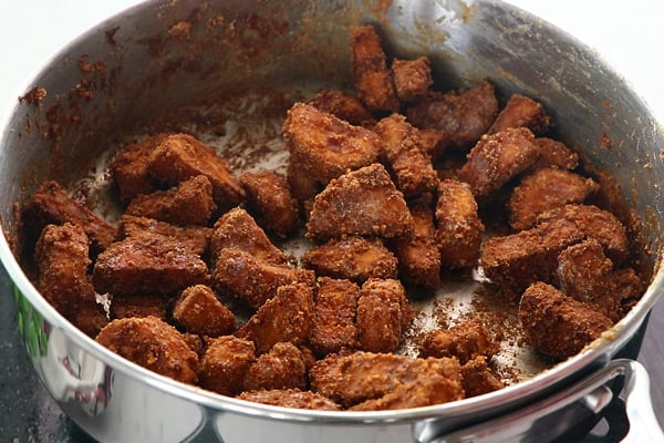 mix, cook till dry and hard