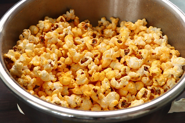 Cheese Popcorn Recipe - close with lid and shake well.