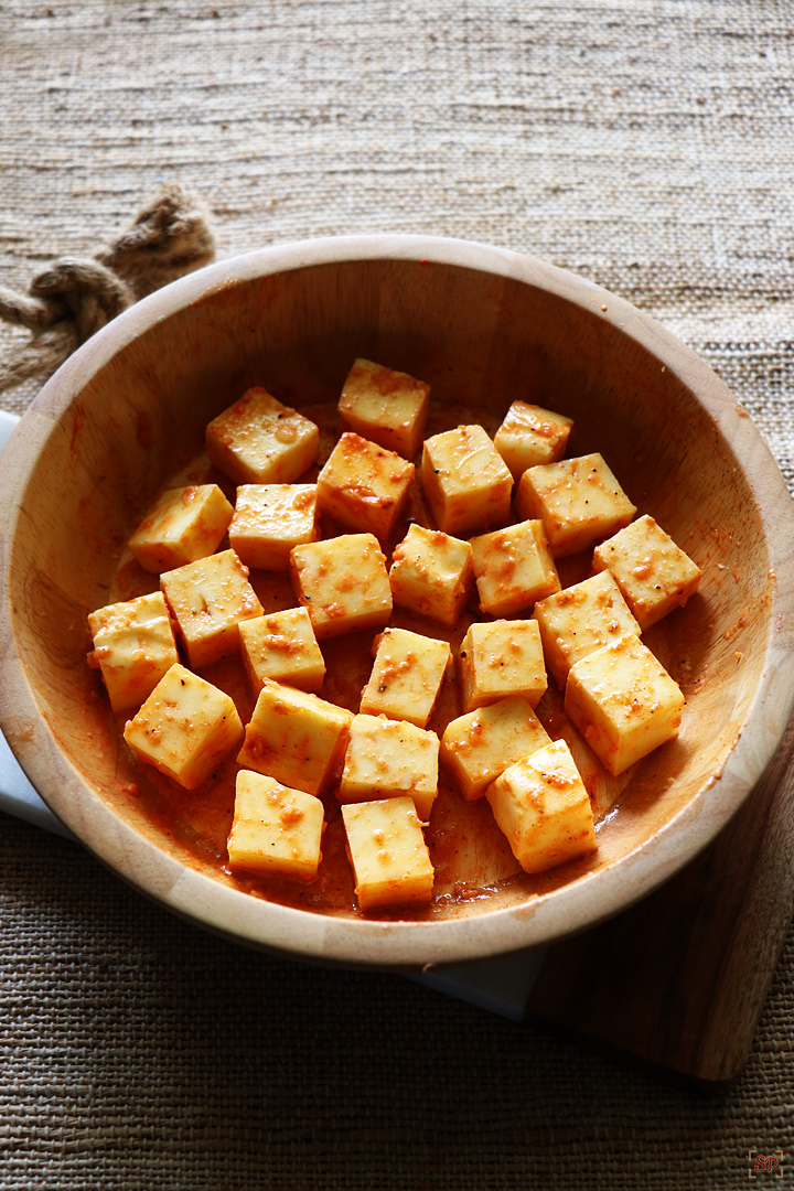 paneer marinated in a spice mix