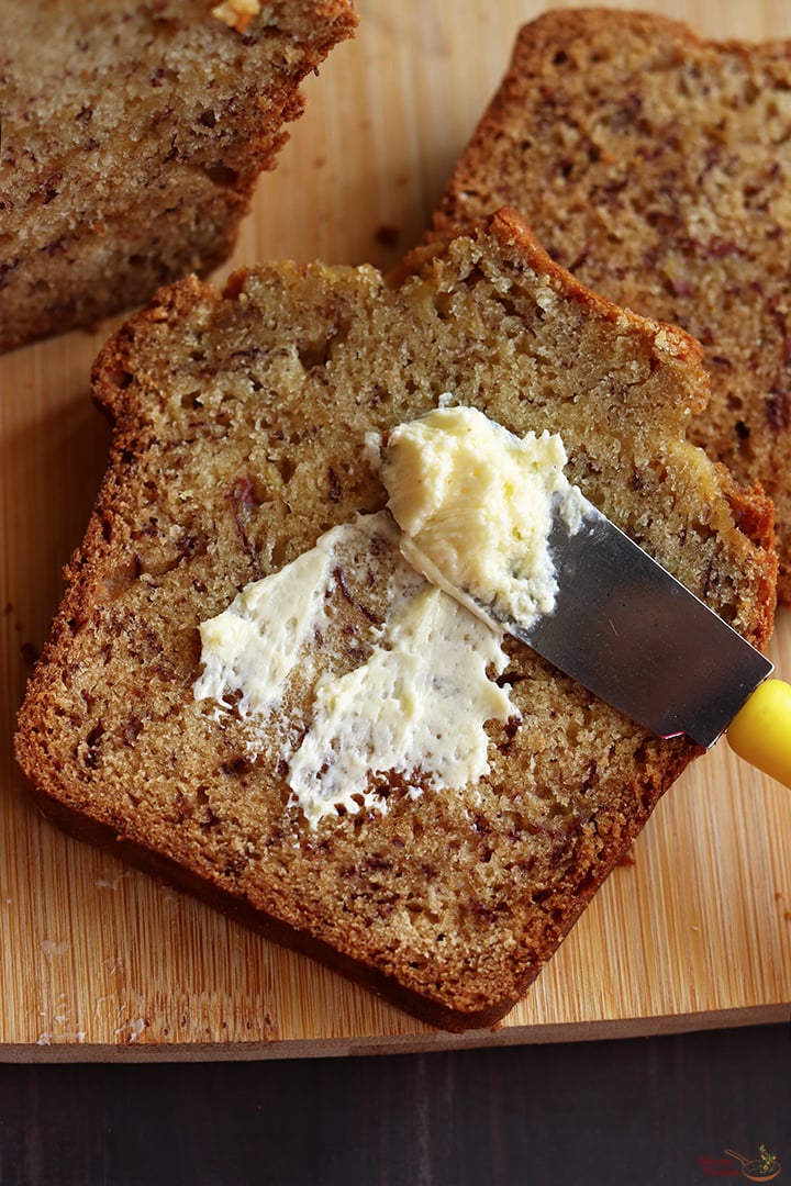 banana bread served with butter