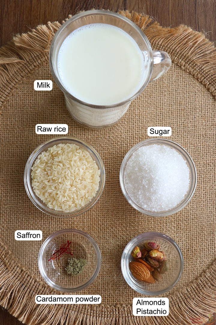 ingredients needed to make rice kheer