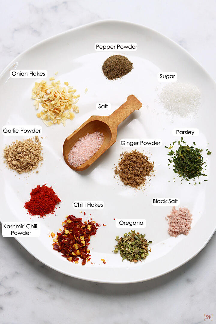 a display of ingredients needed to make peri peri masala