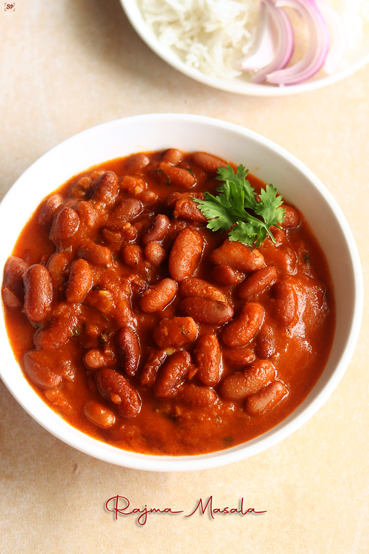 rajma masala served in a white bowl