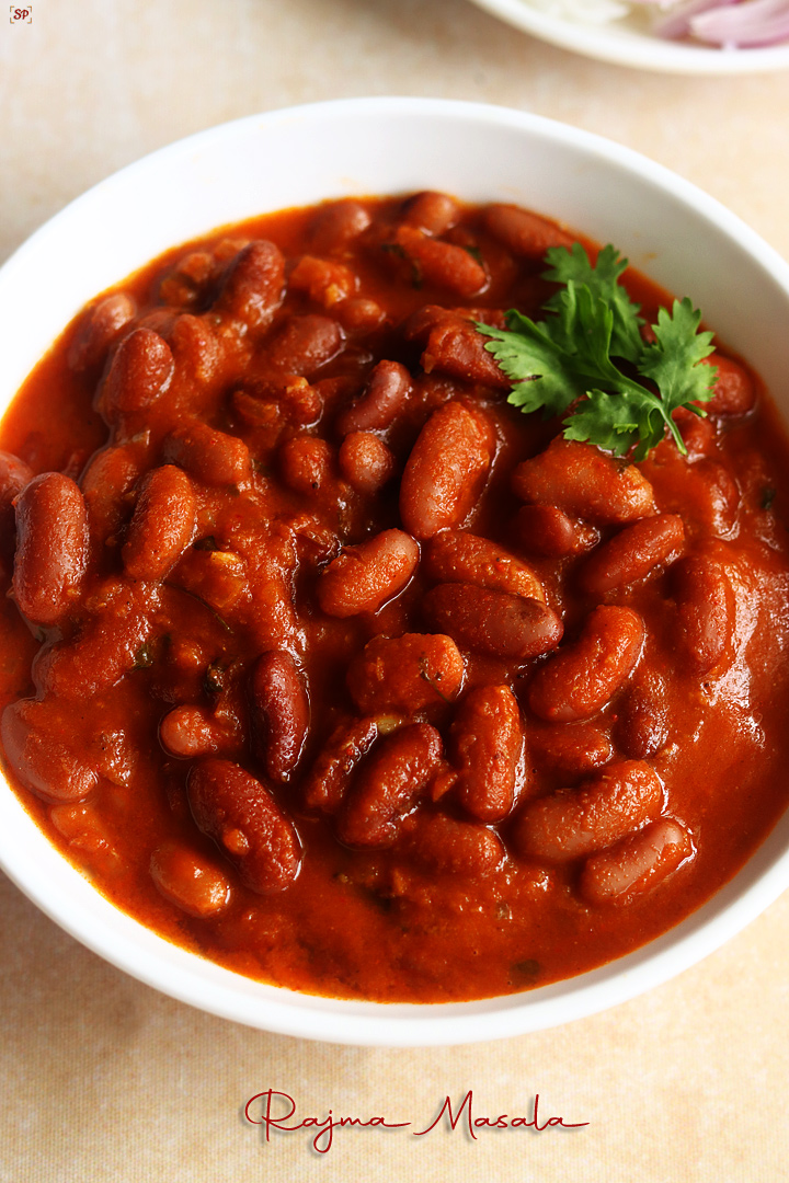 rajma masala served in a white bowl