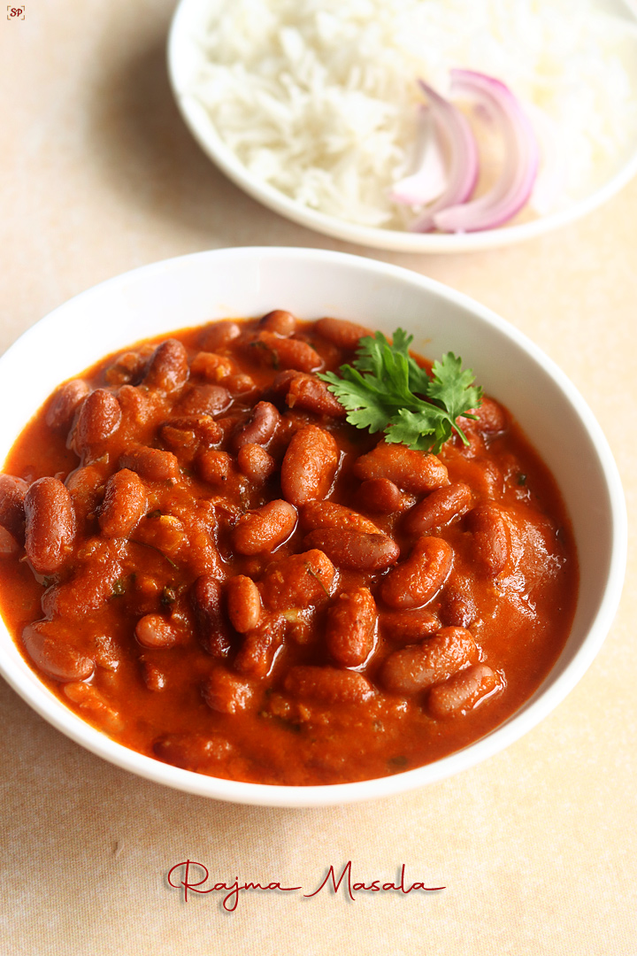 rajma masala served in a white bowl