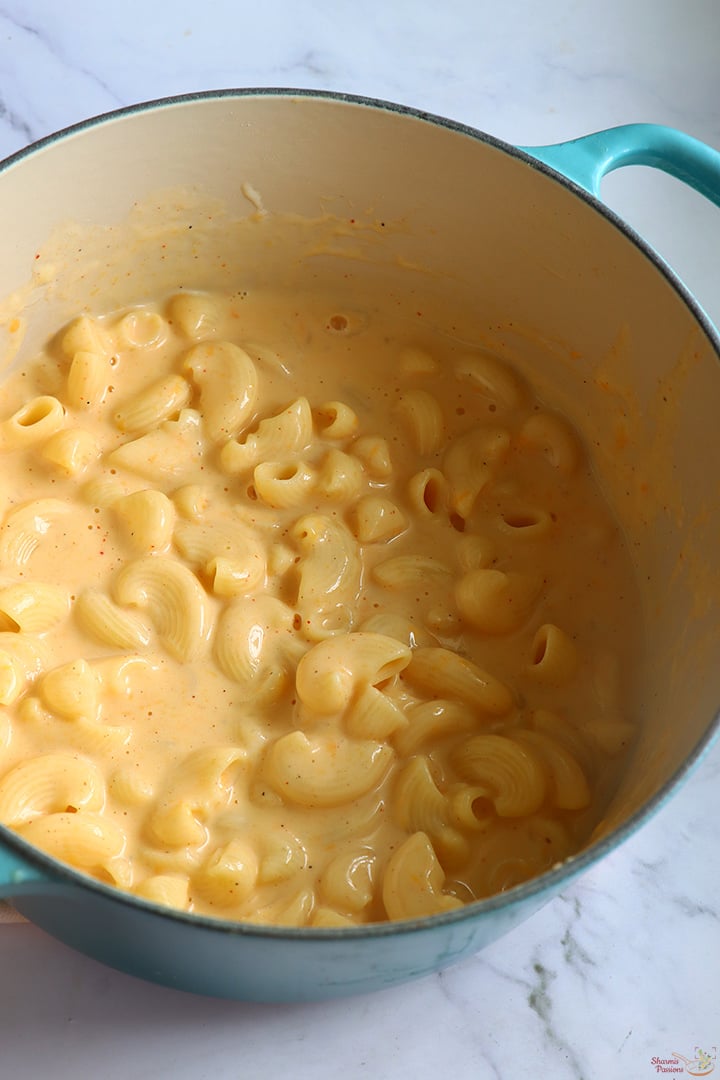 creamy mac and cheese served