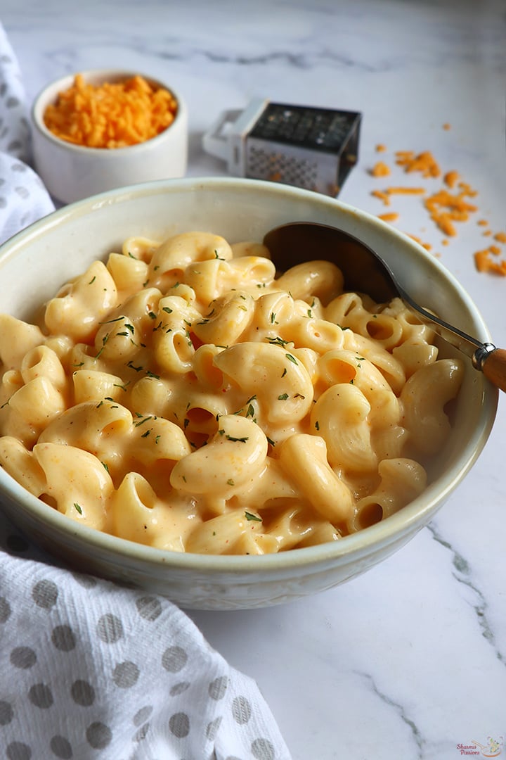creamy mac and cheese served