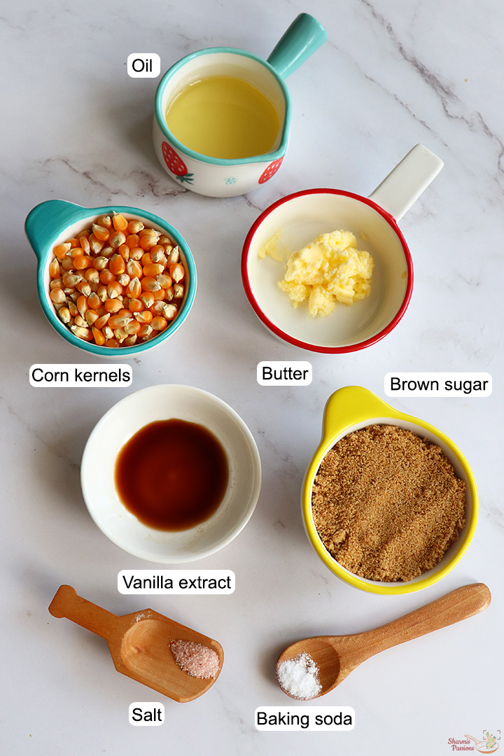 ingredients needed to make caramel popcorn