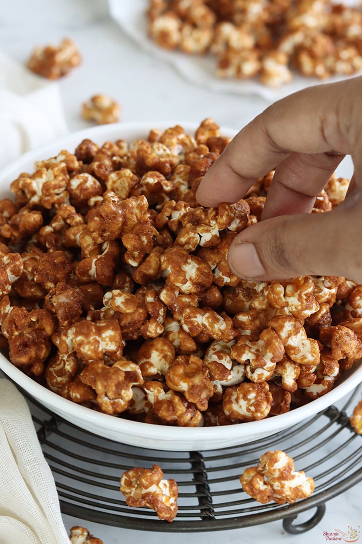 caramel popcorn served
