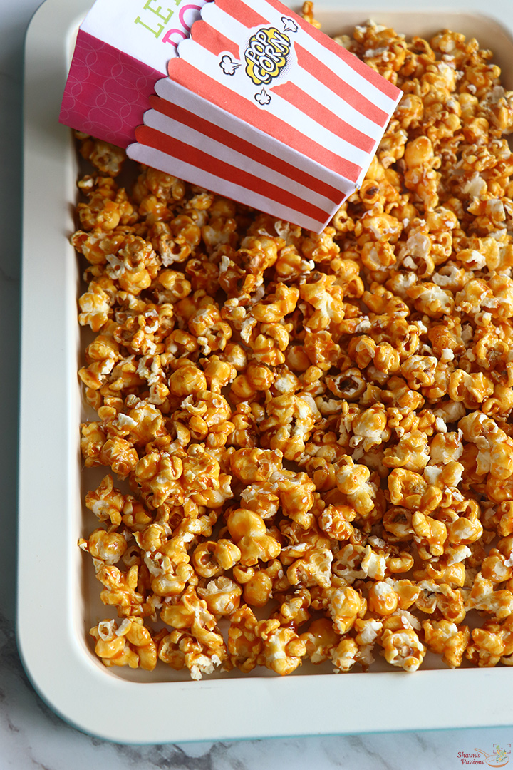 caramel popcorn served
