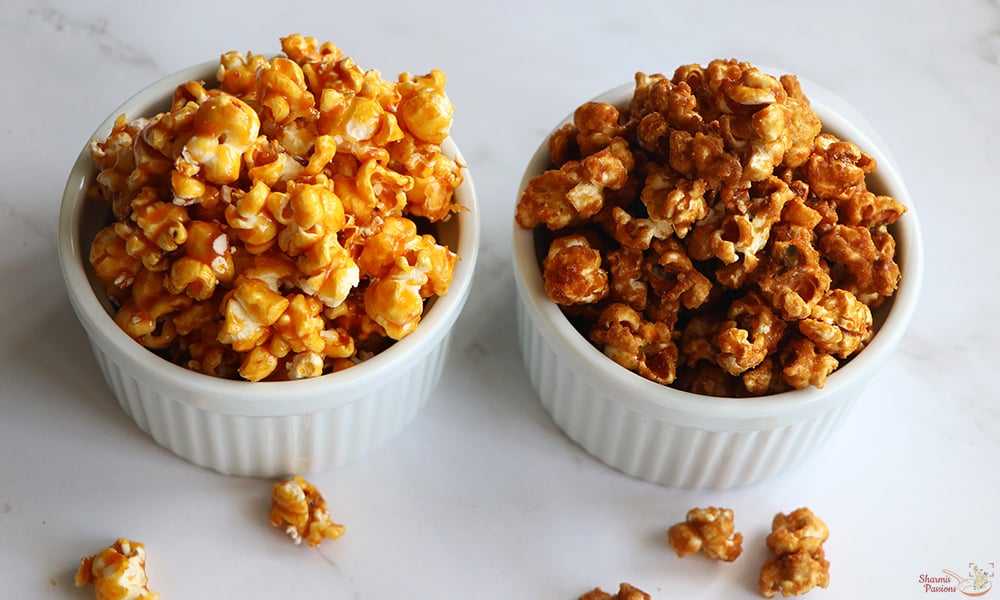 caramel popcorn served