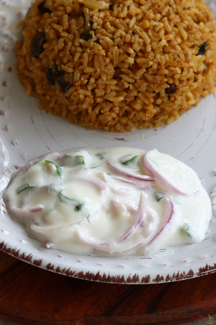 onion raita served with biryani