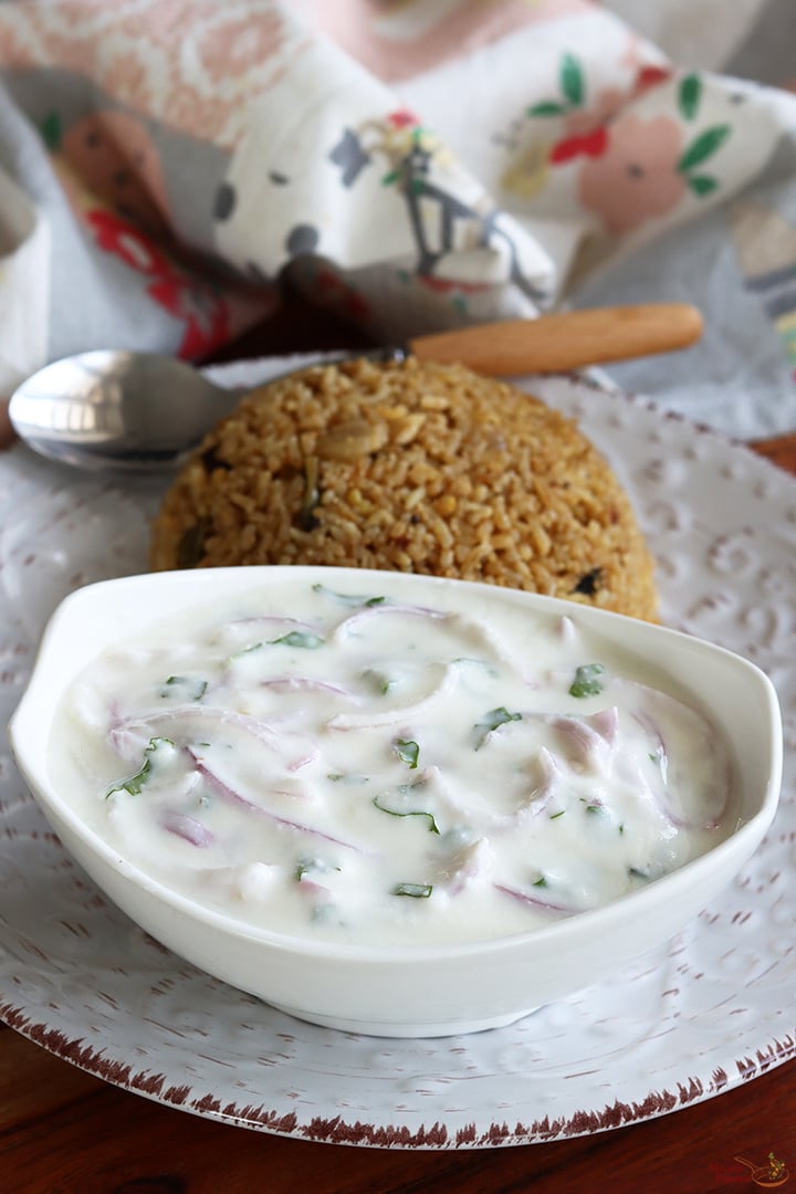 onion raita served with biryani