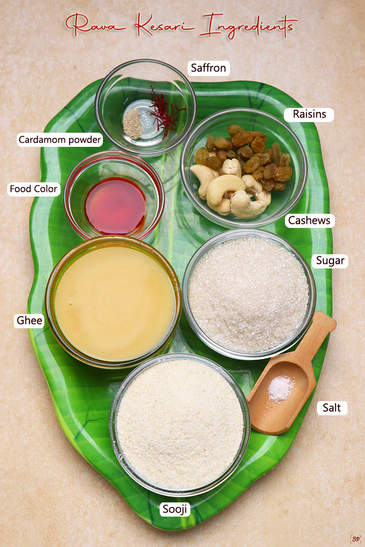 a display of rava kesari ingredients